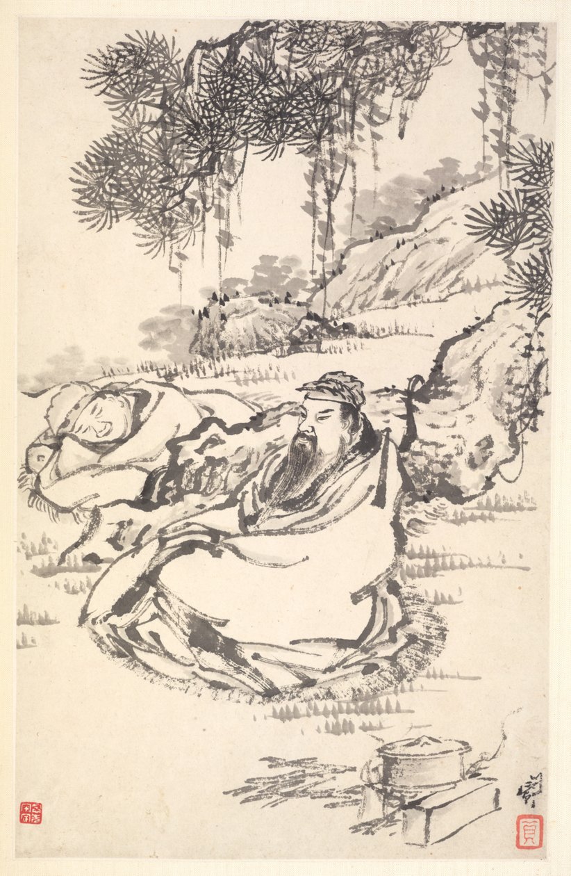 Lu Tong i sługa, 1788. autorstwa Min Zhen