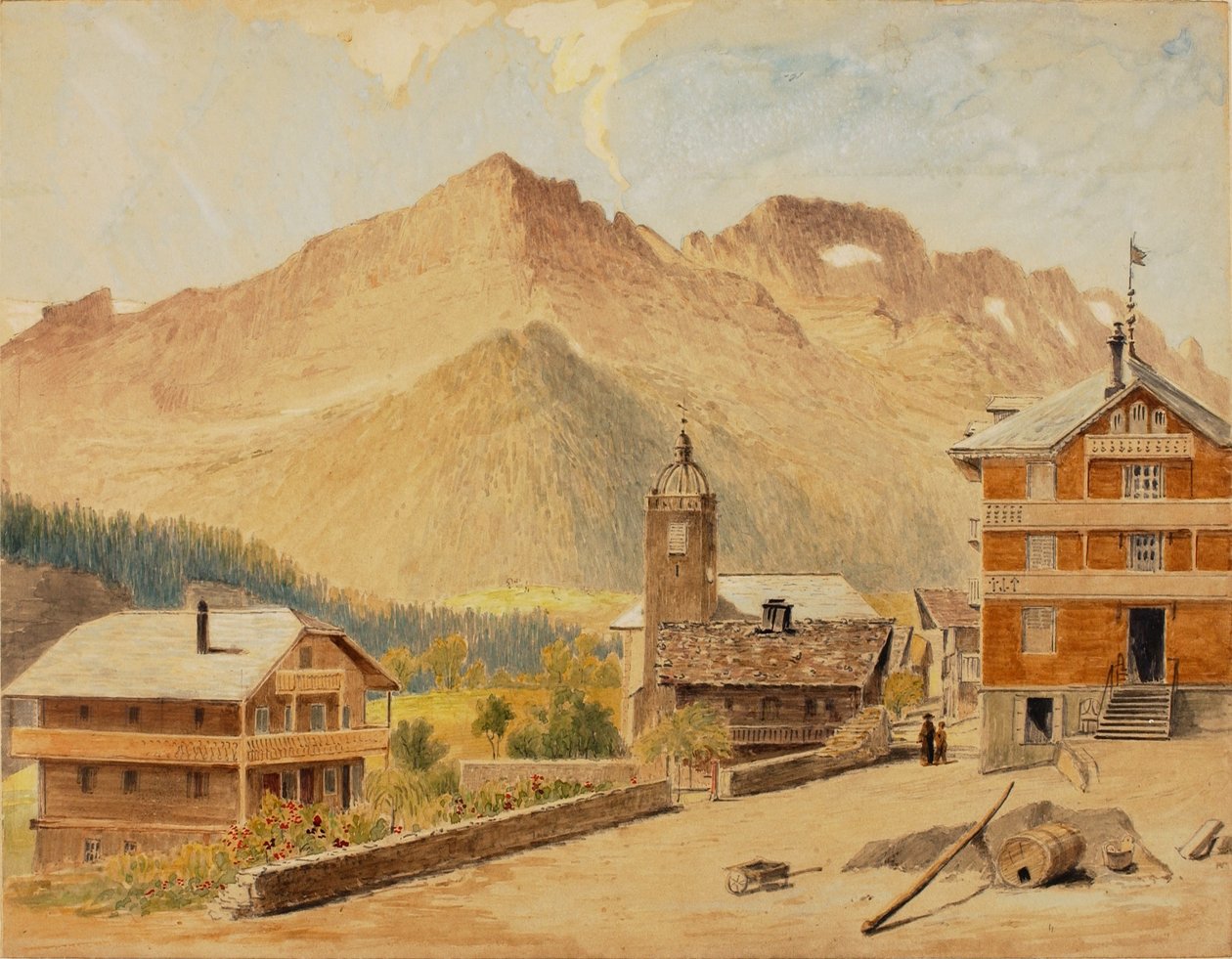 Champery i góra Bounaveau, Szwajcaria autorstwa Miner Kilbourne Kellogg