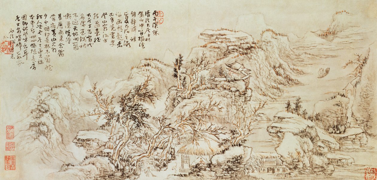 Dodaj 331 Widok na góry, prawdopodobnie XVII wiek (tusz na papierze) autorstwa Ming Dynasty Chinese School