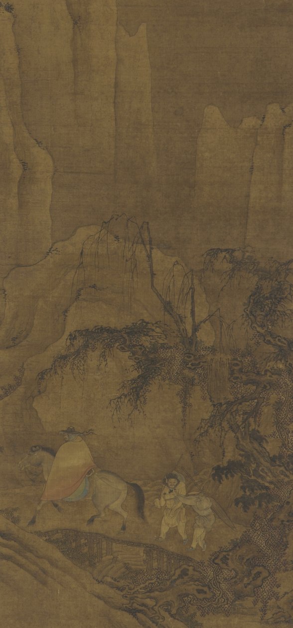 Podróżnik na koniu z obsługą autorstwa Ming Dynasty Chinese School