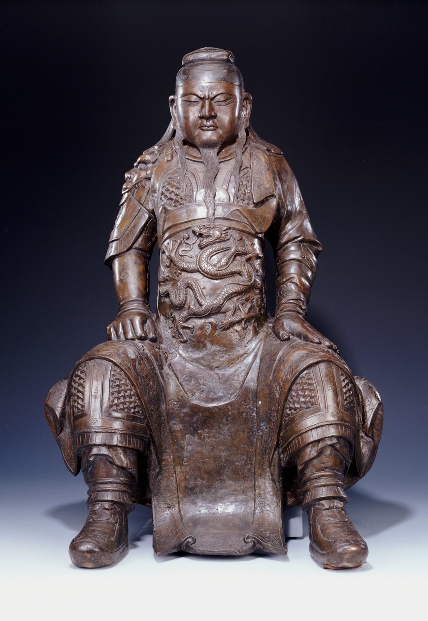 Dobra, duża, wczesna brązowa figura Guandi . z okresu dynastii Ming autorstwa Ming Dynasty Chinese School