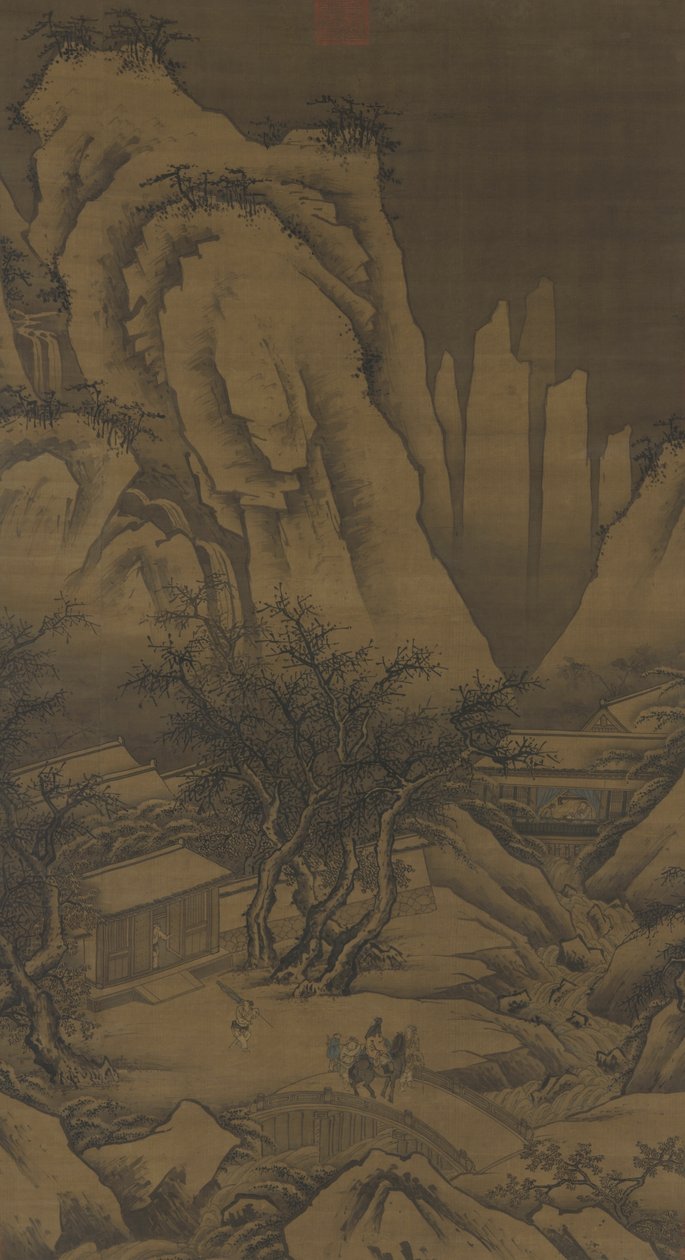 Wycieczka w śnieżny dzień, ok. 1500 autorstwa Ming Dynasty Chinese School