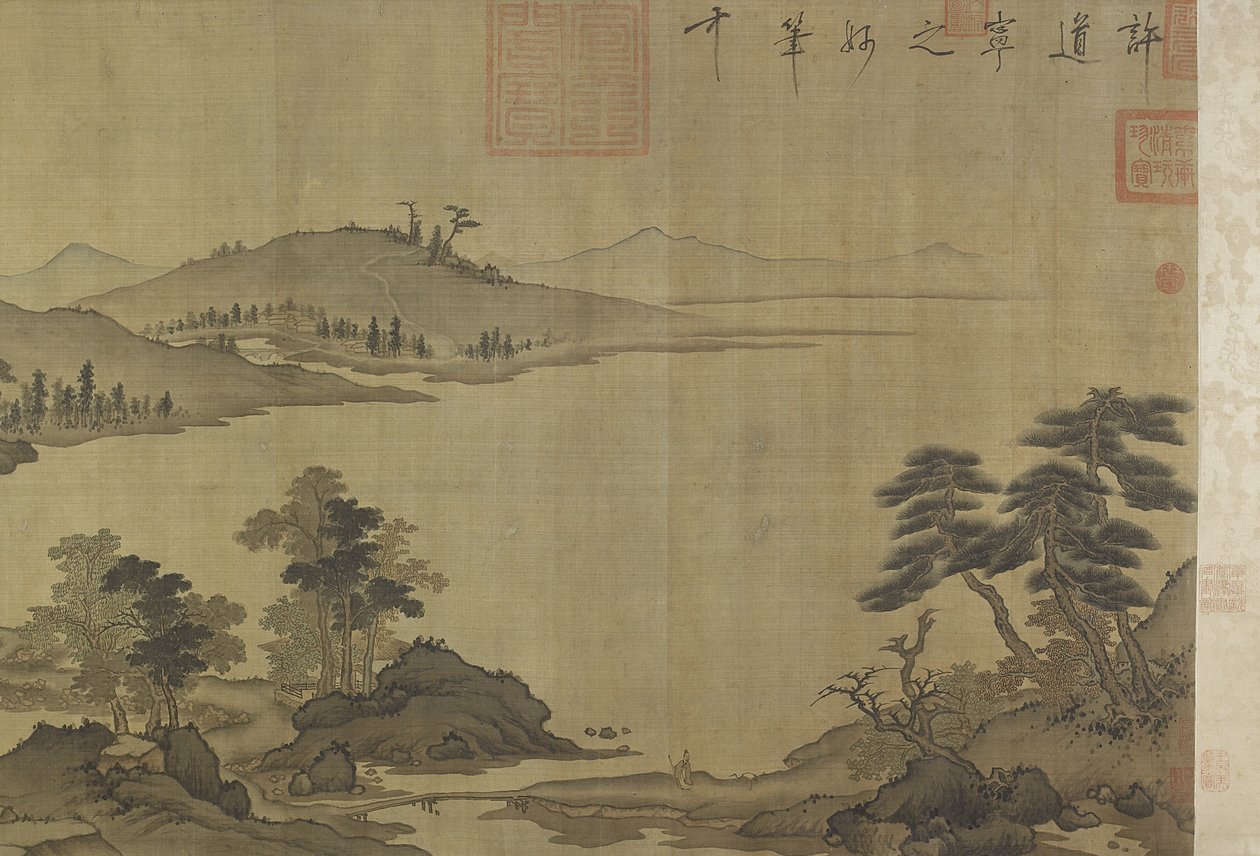 Jesienna rzeka w deszczu i chmurach autorstwa Ming Dynasty Chinese School