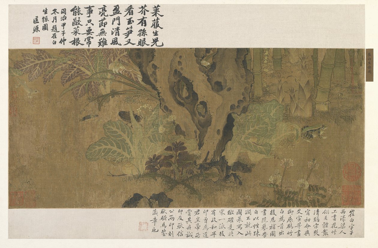 Bambus, żaba i owady autorstwa Ming Dynasty Chinese School
