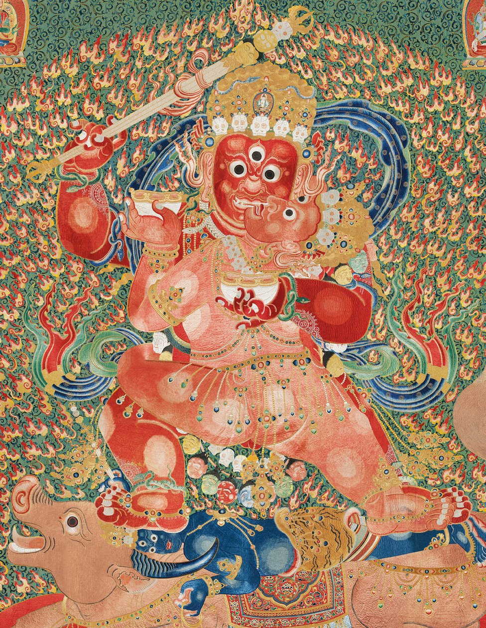 Detal haftowanej jedwabnej tangki w stylu cesarskim autorstwa Ming Dynasty Chinese School