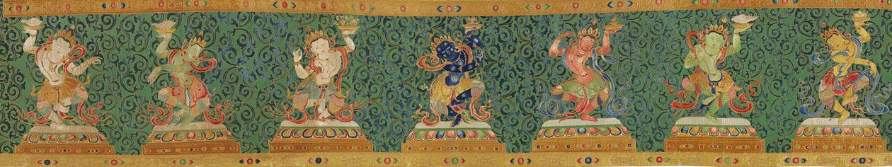 Detal haftowanej jedwabnej tangki w stylu cesarskim autorstwa Ming Dynasty Chinese School