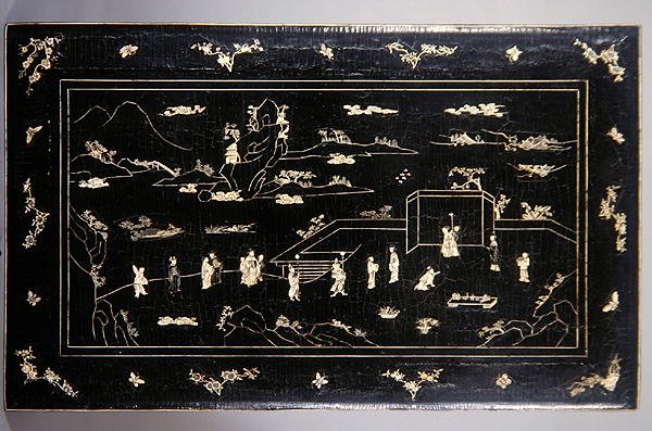 Kang Table Top (lakierowana wstawka z drewna z kością) (patrz również 272139) autorstwa Ming Dynasty Chinese School