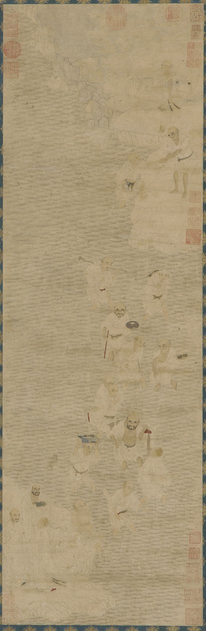 Luohan przechodzący przez rzekę, XVI-XVII w. (tusz i kolor na papierze) autorstwa Ming Dynasty Chinese School