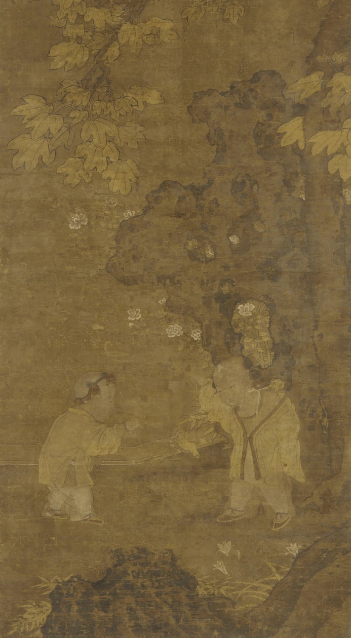 Dwóch chłopców bawiących się lwem, XV-XVI w. autorstwa Ming Dynasty Chinese School