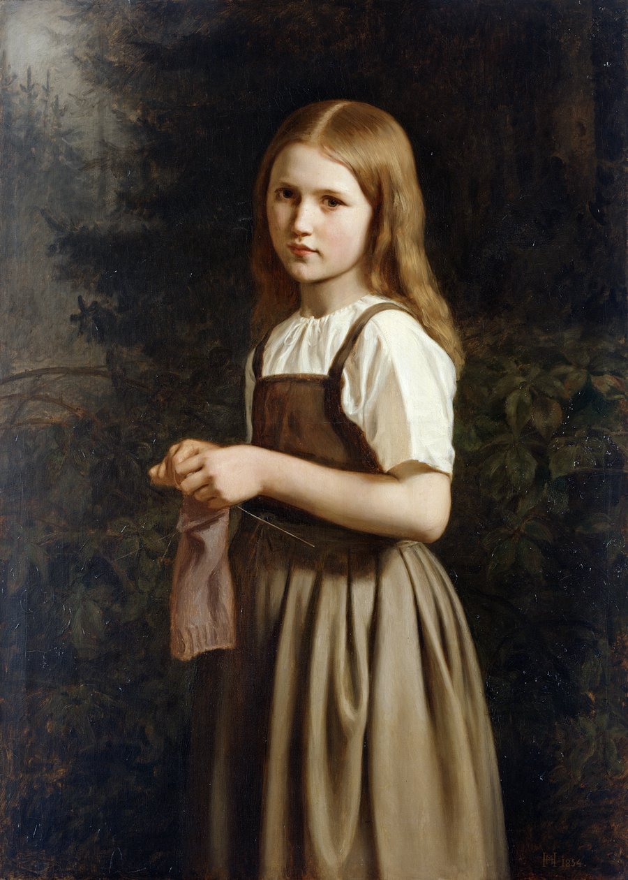Dziewczyna na drutach, 1854 autorstwa Minna Heeren