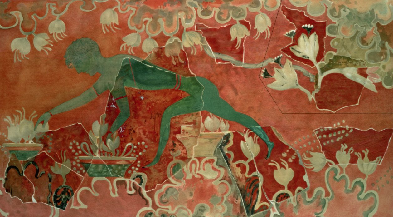 Chłopiec z fresku Niebieskiej Małpy, Pałac w Knossos, Kreta, ok. 1500 pne (fresk) autorstwa Minoan