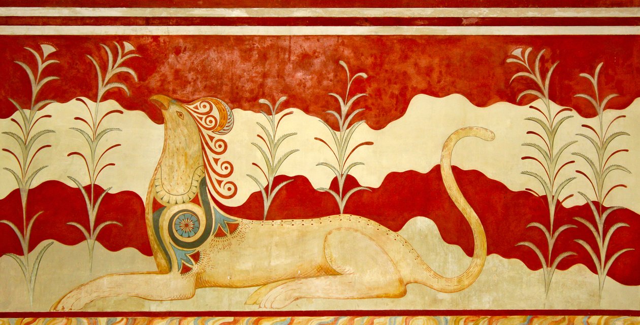 Griffin zwrócony w stronę tronu, sala tronowa, Knossos, Kreta 1550-1450 pne autorstwa Minoan