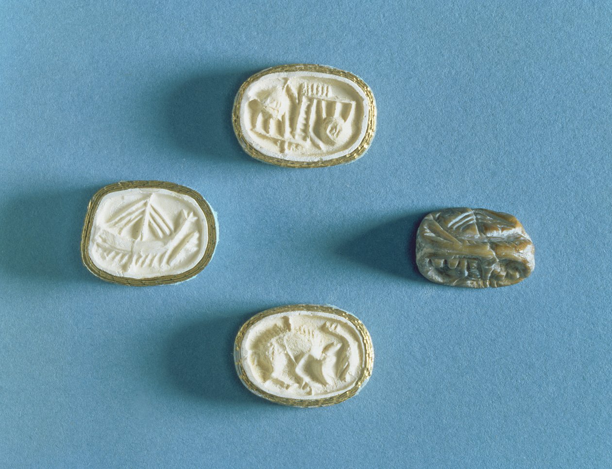 Pieczęć z trzema odciskami z Knossos, wczesny minojski (steatyt) autorstwa Minoan