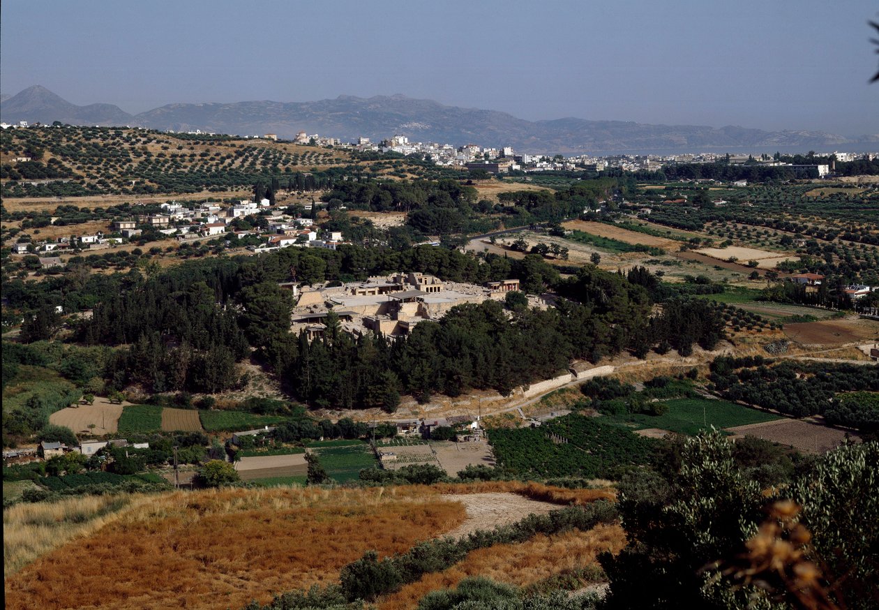 Sztuka minojska: widok całego pałacu króla Minosa w Cnossos (Knossos). 1600-1400 pne. Kreta autorstwa Minoan