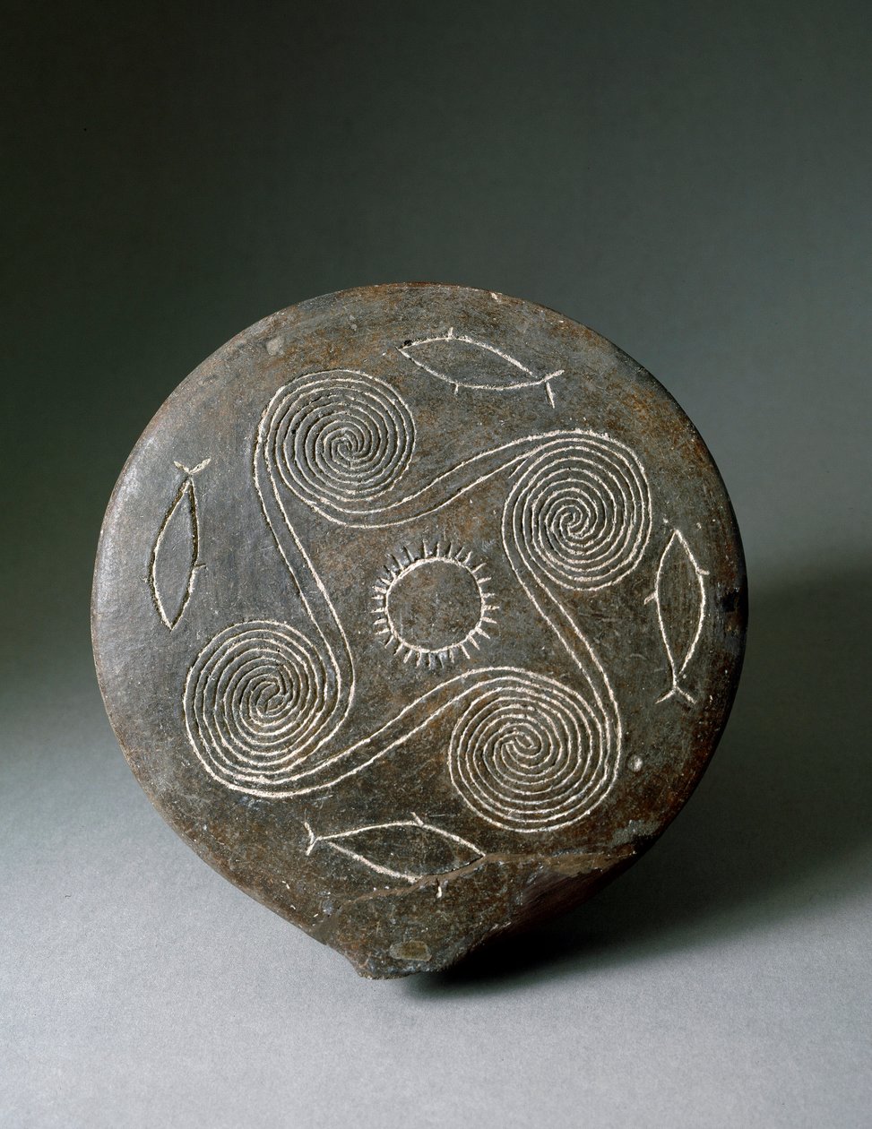 Sztuka minojska: okrągły dysk Naxos w terakoty. Cywilizacja minojska. 2400-2000 pne. Ateny, Narodowe Muzeum Archeologiczne autorstwa Minoan