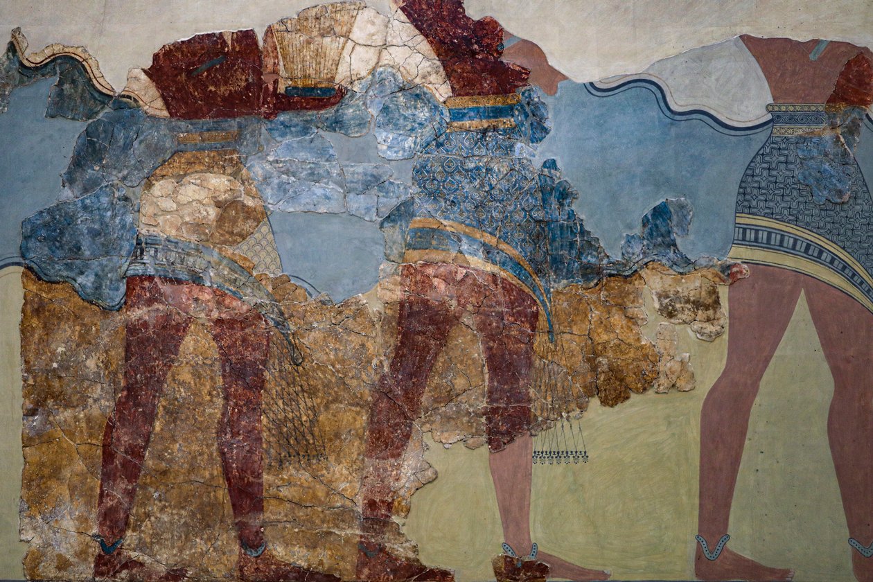 Część fresku procesji. 1600 - 1450 pne autorstwa Minoan