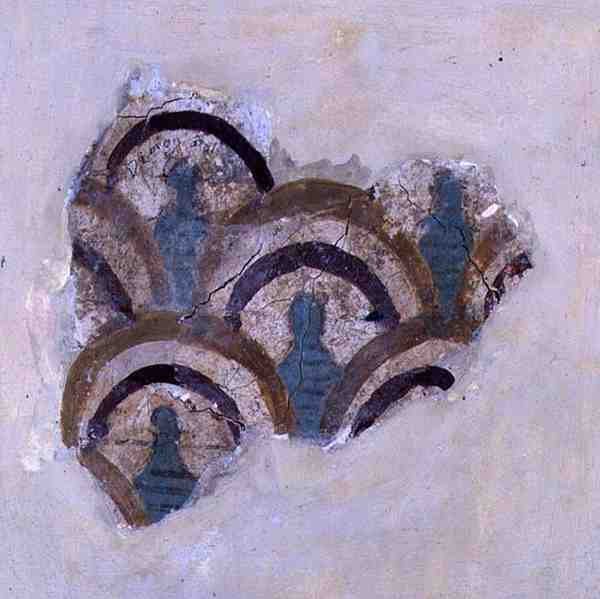 Spiralny pas i kwiaty z Knossos na Krecie, ok. 1500 pne (fresk) autorstwa Minoan