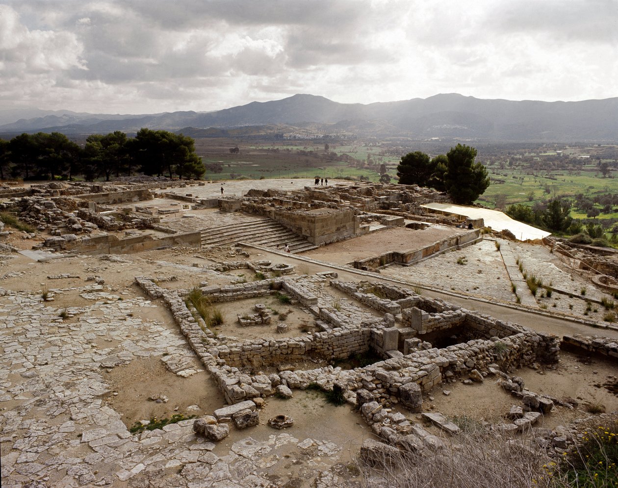 Widok ruin Fajstos, 2700-1200 pne autorstwa Minoan