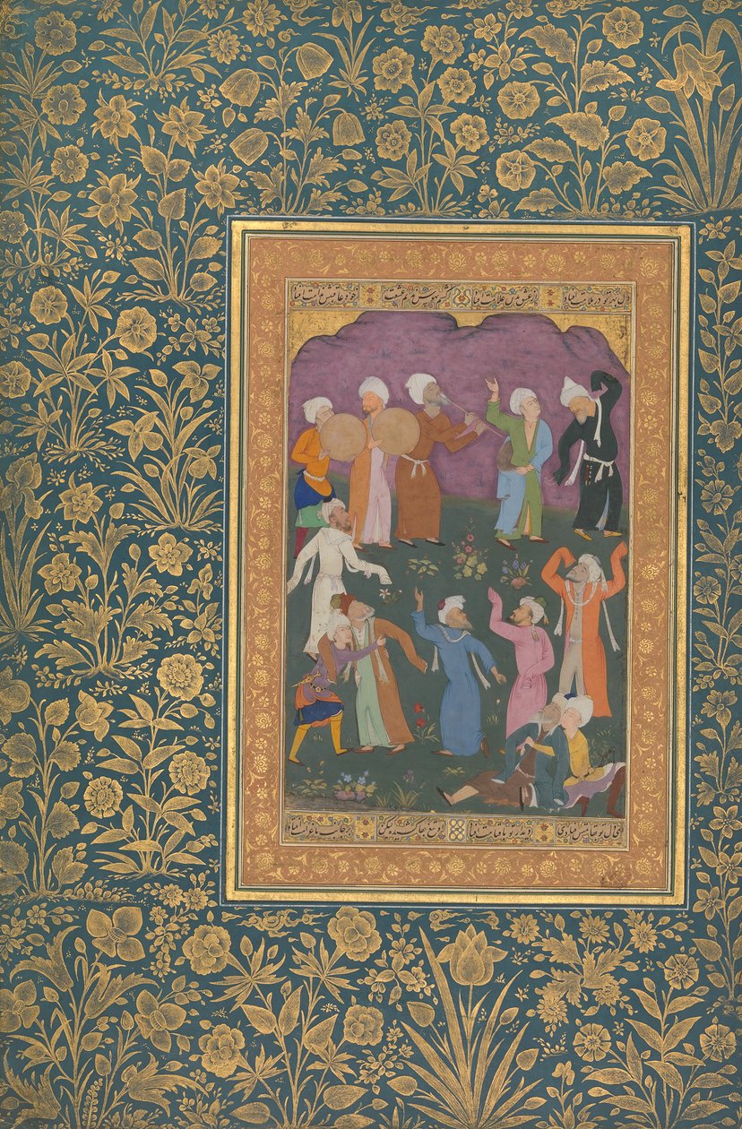 Tańczący derwisze, Folio z albumu Shah Jahan, recto: ca. 1610, verso: ca. 1530-50. autorstwa Mir 