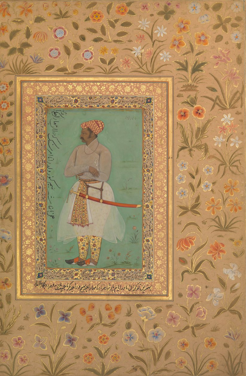 Portret Maharajy Bhima Kanwara, folio z albumu Shah Jahan, verso: ca. 1615-29 autorstwa Mir 