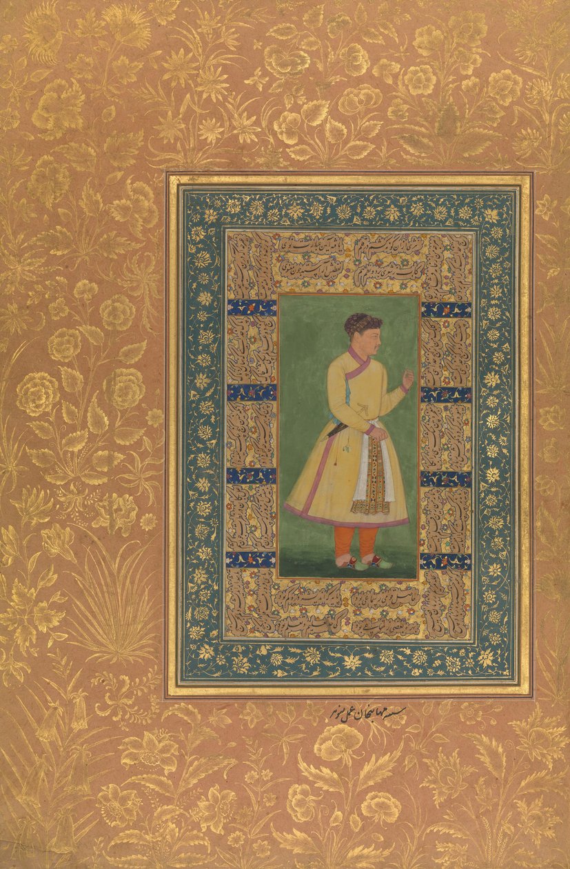Portret Zamana Baiga, Mehbat Khana, Folio z albumu Shah Jahan, Recto: Ka. 1610. Twórcy: Mir 