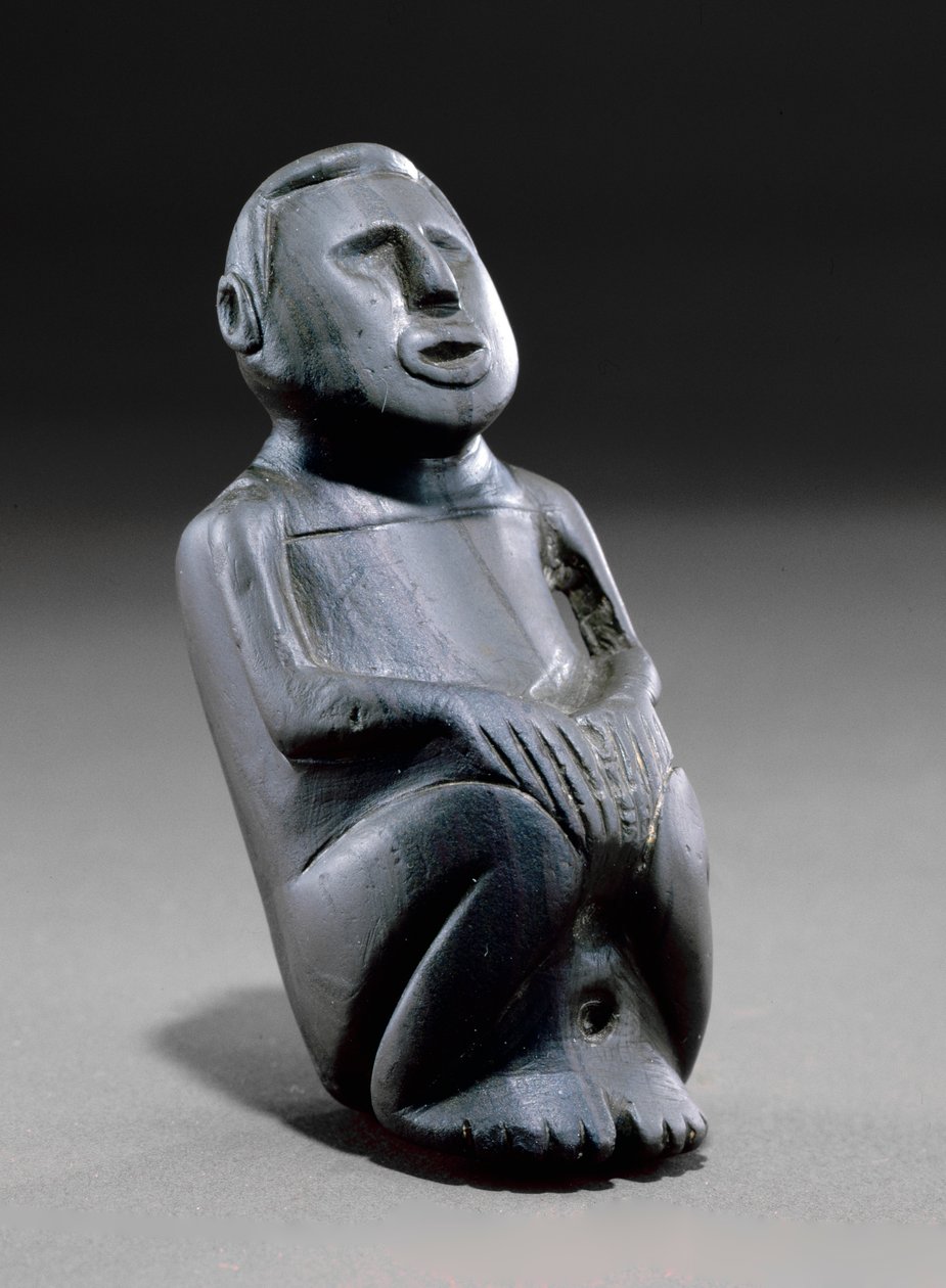 Fajka z wizerunkiem mężczyzny, 1100-1300 (łupek paskowany) autorstwa Mississippian culture