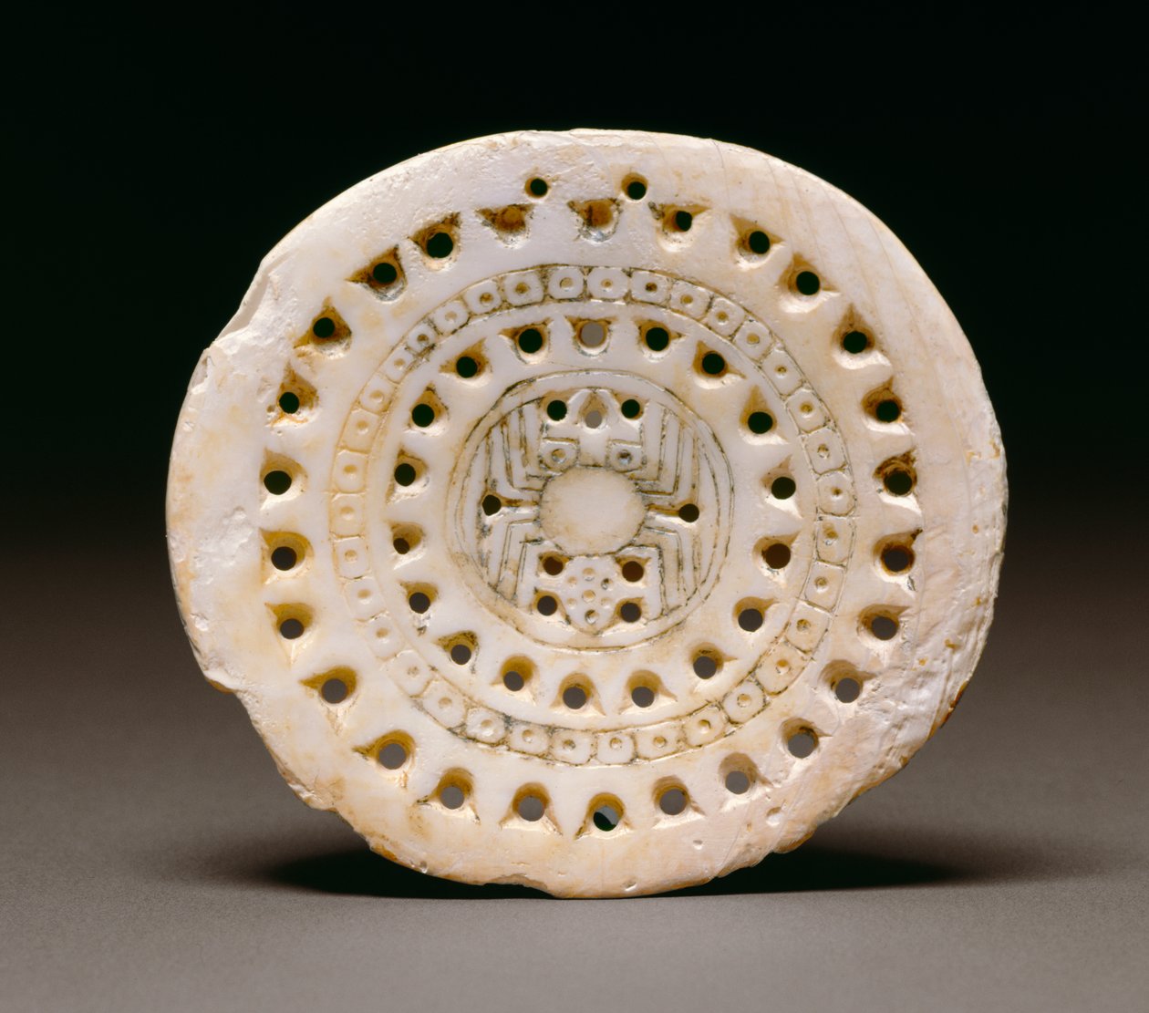 Róg z motywem pająka, Dallas, 1300-1500 (muszla morska) autorstwa Mississippian culture