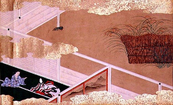 Opowieści Bunsho (atrament, kolor i złoto na papierze) autorstwa Mitsuyoshi Tosa