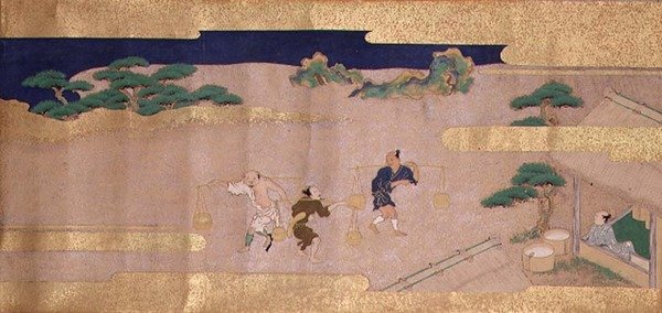 Opowieści o Bunsho (tusz, kolor i złoto na papierze) autorstwa Mitsuyoshi Tosa