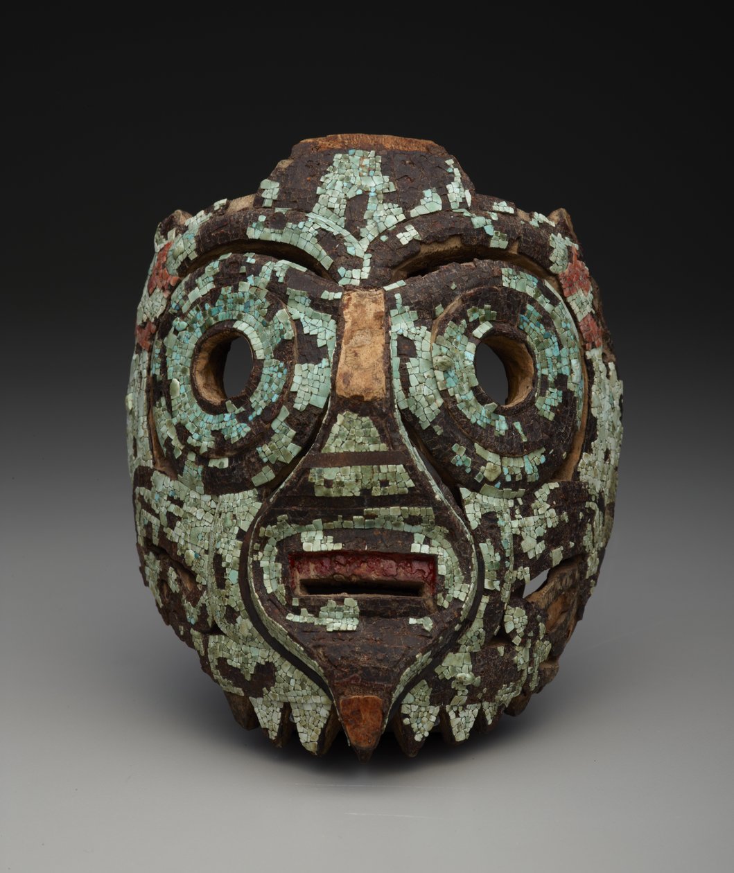 Maska, prawdopodobnie Tlaloca, ok. 1350-1521 (drewno, turkus, muszla, węgiel brunatny i żywica) autorstwa Mixtec Mixtec
