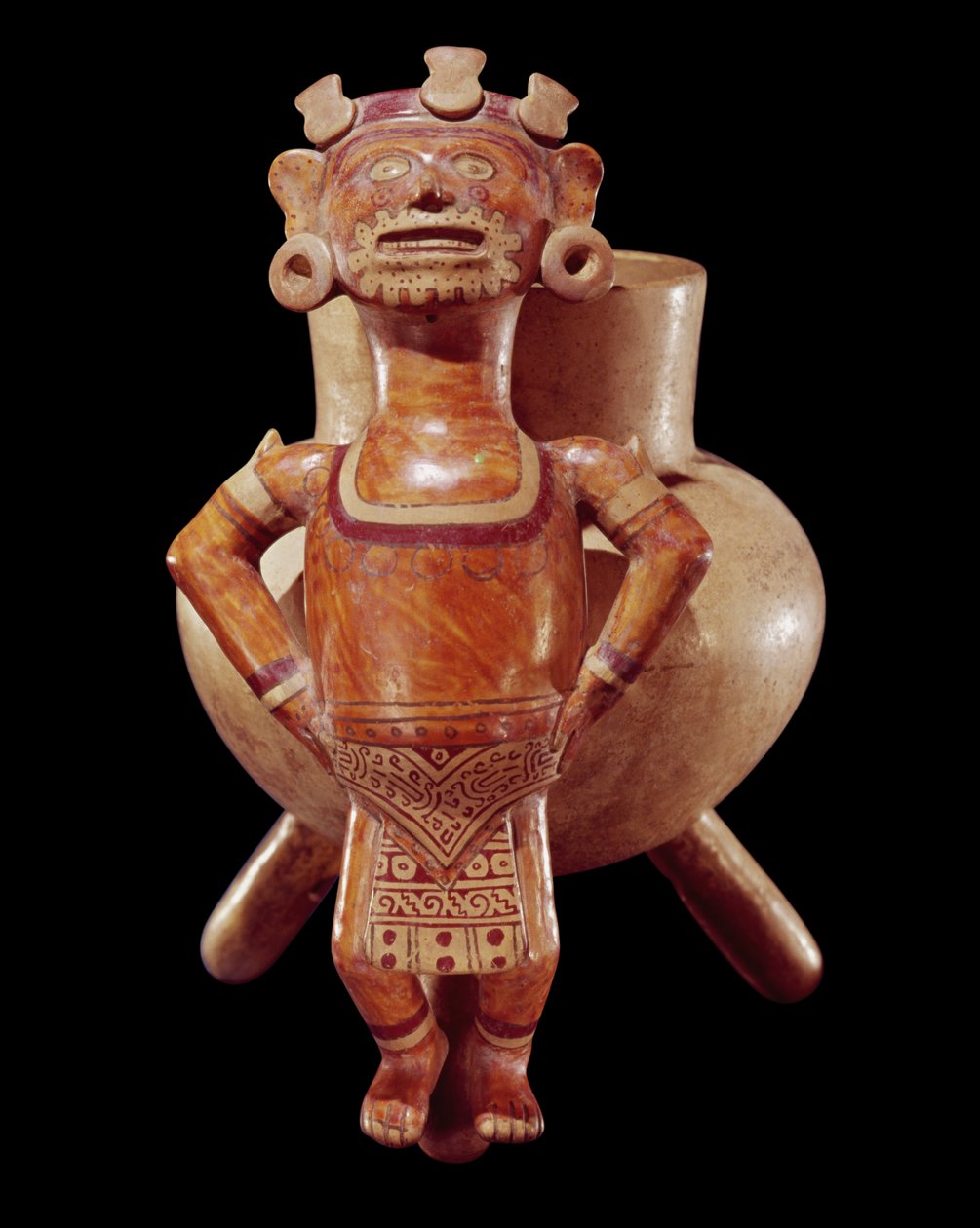 Wazon trójnożny z podobizną, z Miahuatlan, Oaxaca (ceramika) autorstwa Mixtec Mixtec
