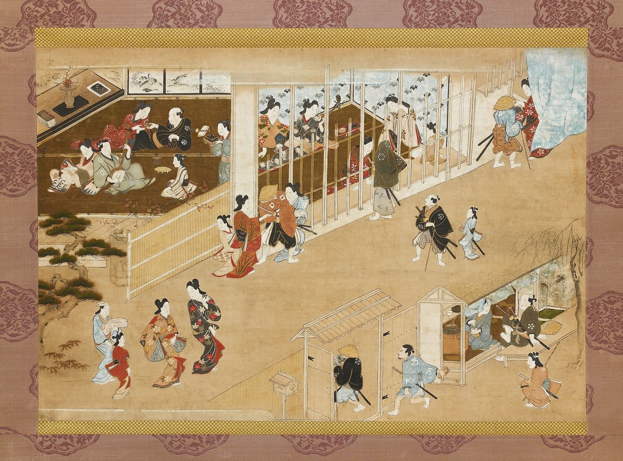 Pomieszczenia przyjemności Yoshiwara, c1670-c1685 autorstwa Miyagawa Chōshun