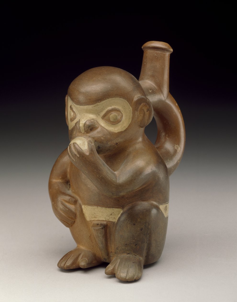 Monkey Vessel, 50-100 AD (ceramika z poślizgiem) autorstwa Moche Moche