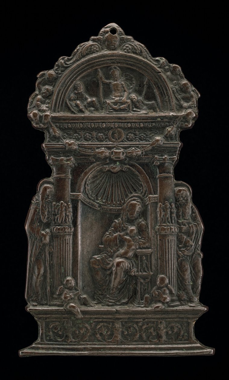 Madonna z Dzieciątkiem na tronie ze św. Antonim Opatem i św. Hieronima, 1490. autorstwa Moderno