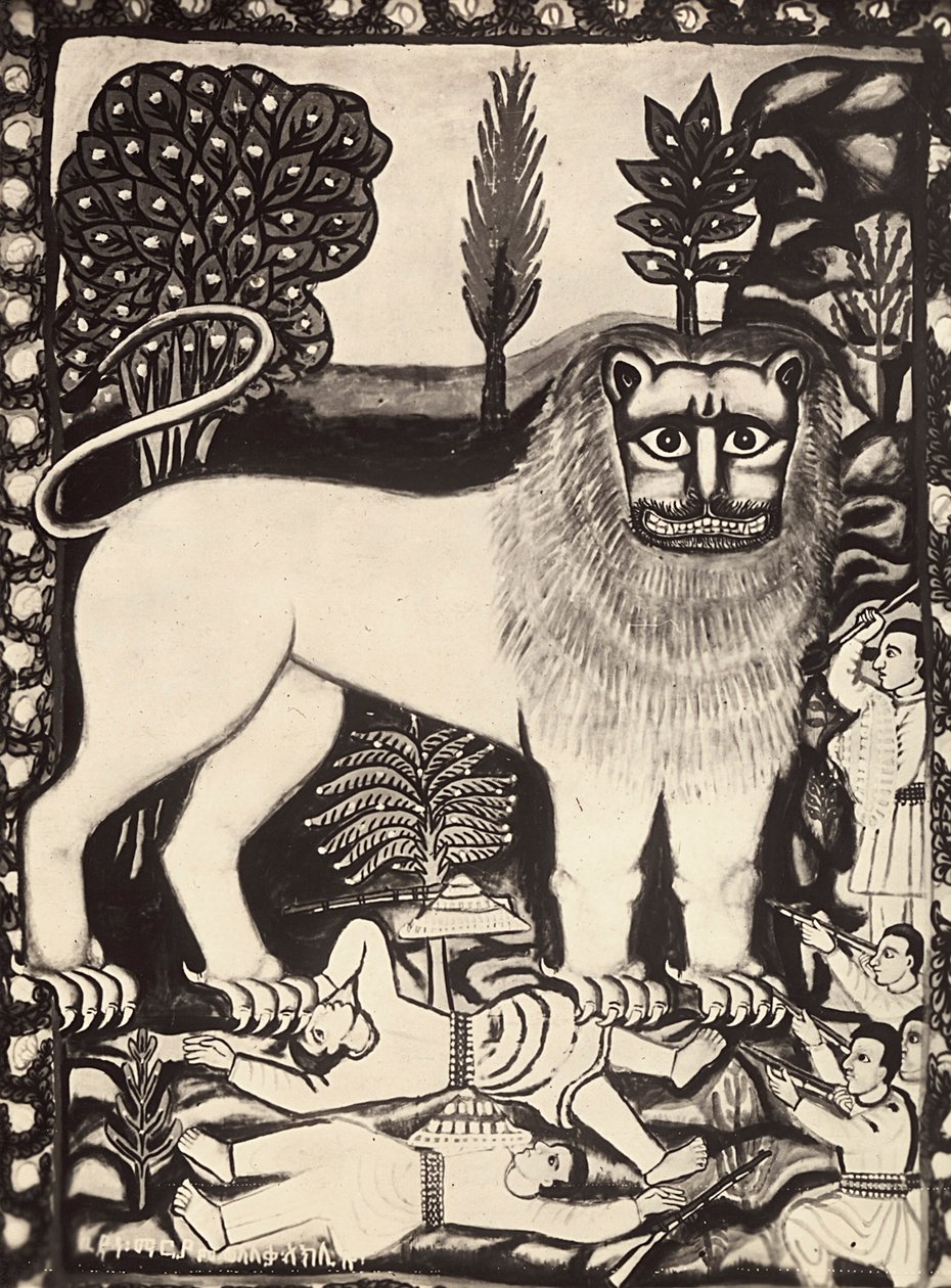 Budowanie imperium w epoce faszystowskiej: obraz przedstawiający lwa Judy, 09.05.1936 (zdjęcie czarno-białe) autorstwa Modestino Baldinetti