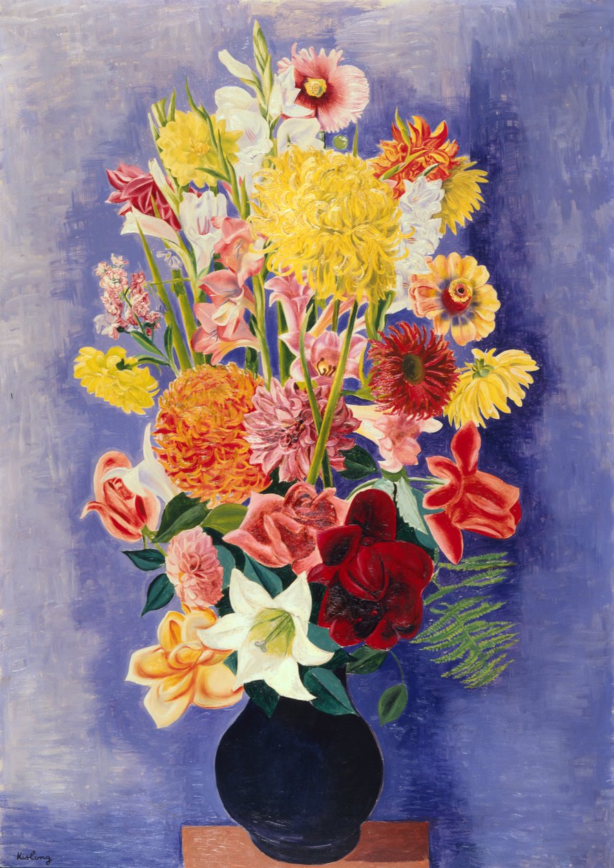 Dalie, róże, mieczyki i lilie autorstwa Moise Kisling