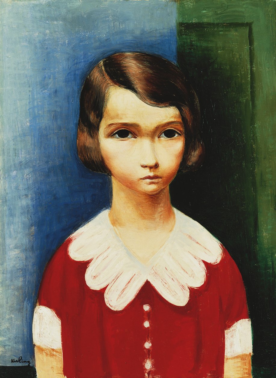 Dziewczyna w czerwonej koszuli autorstwa Moise Kisling