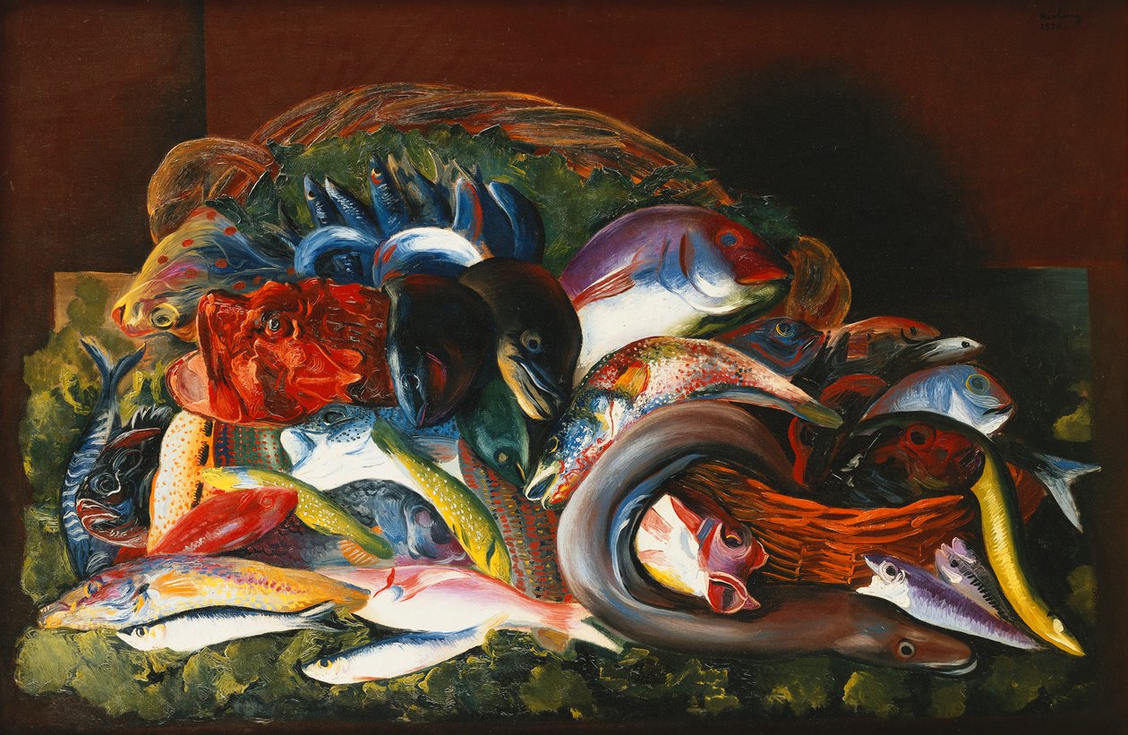 Duża martwa natura z rybami; Grande Nature Morte aux Poissons autorstwa Moise Kisling