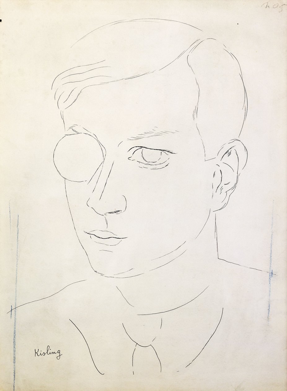 Portret Tristana Tzary; Portrait de Tristan Tzara autorstwa Moise Kisling