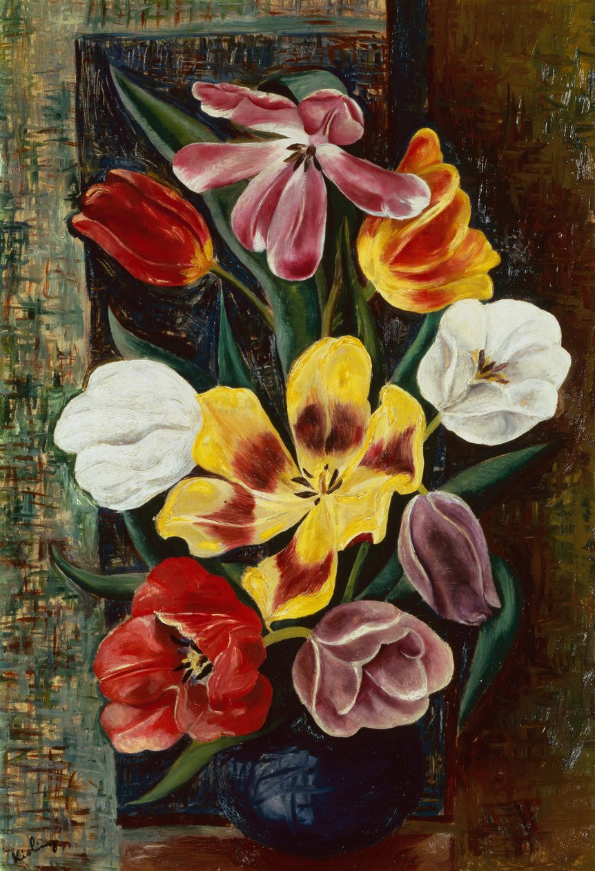 Wazon z tulipanami (olej na płótnie) autorstwa Moise Kisling