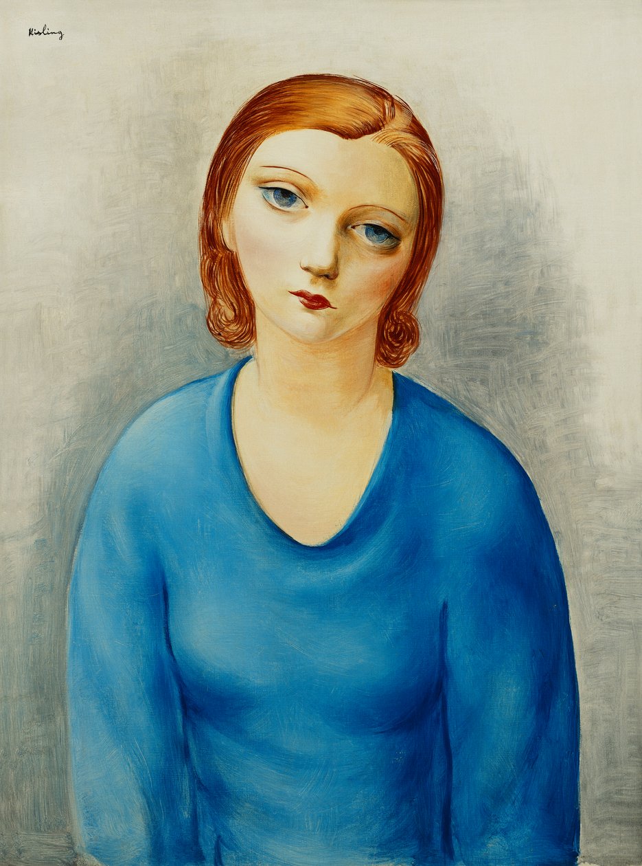 Młoda kobieta w niebieskiej bluzce; Jeune Femme au Corsage Bleu, ok. 1925 (olej na płótnie) autorstwa Moise Kisling