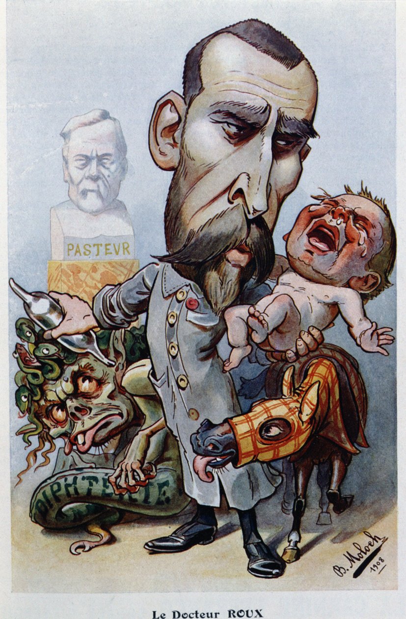 Dr Emile Roux (1853-1933) i dyfteryt, z „Chanteclair”, 1908 autorstwa Moloch