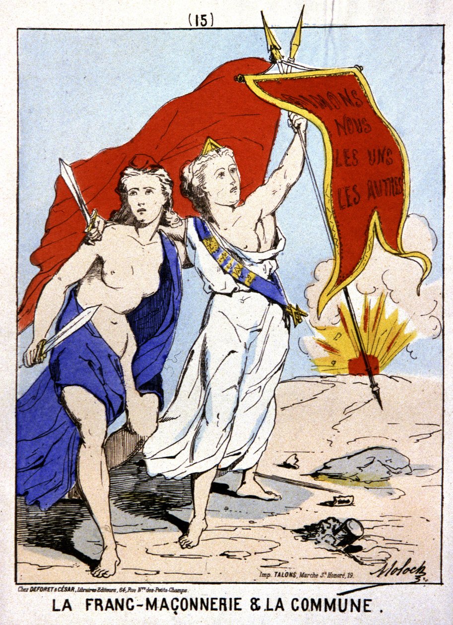 Masoneria sprzymierzona z La Commune, ok. 1871 (ilustracja) autorstwa Moloch (1849 1909)