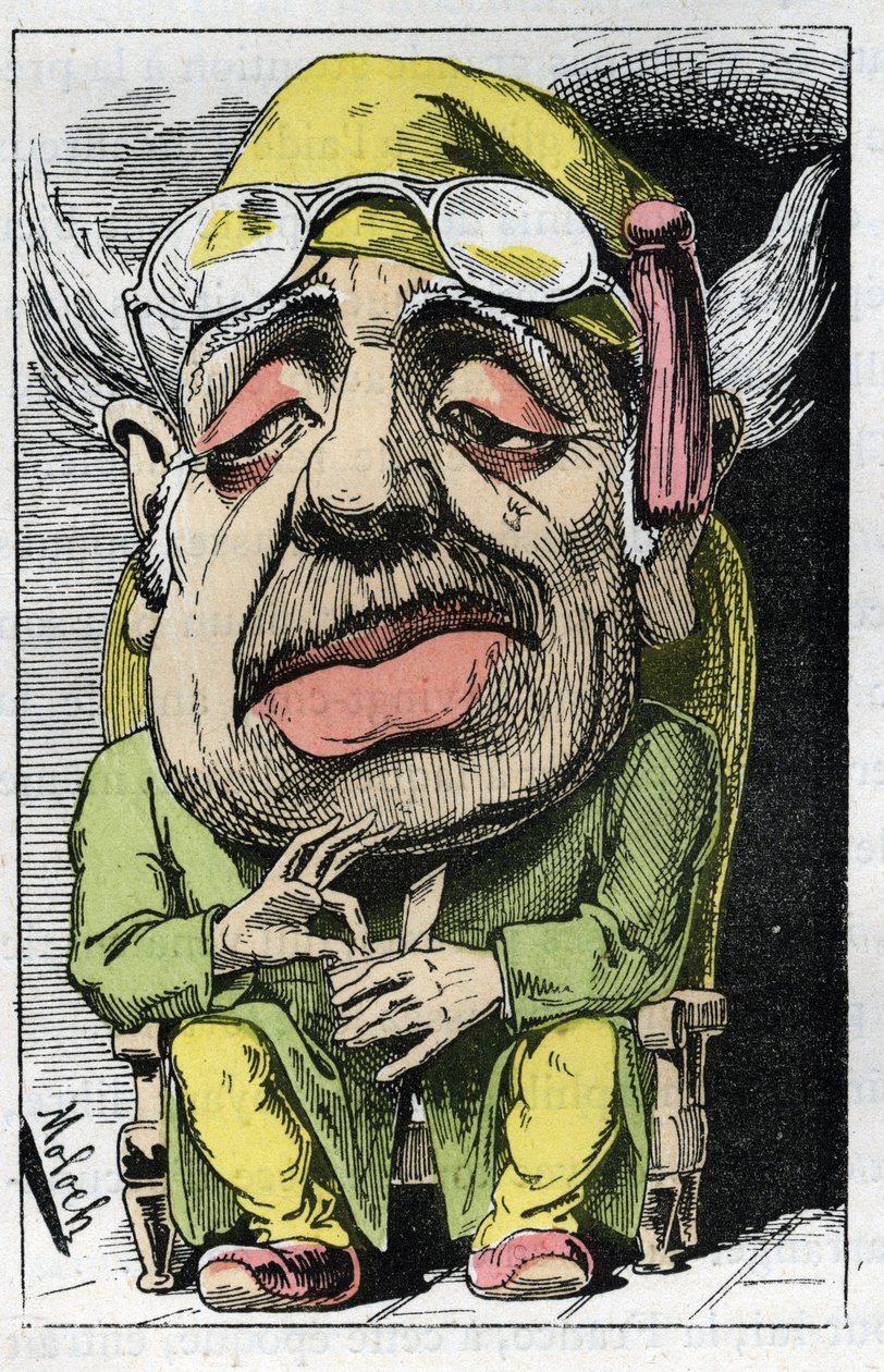 Alegoria rogacza w XIX wieku w „Le Trombinoscope” Touchatout, rysunek B. Molocha z 1882 (1849-1909). Prywatna kolekcja. autorstwa Moloch