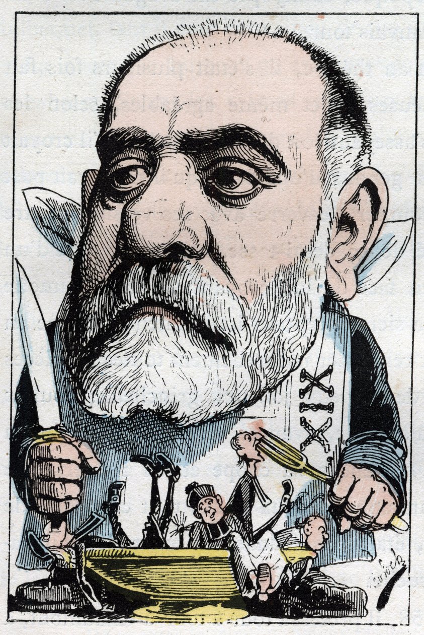 Karykatura przedstawiająca krytyka dramatycznego Francisque Sarcey (1827-1899) autorstwa Moloch