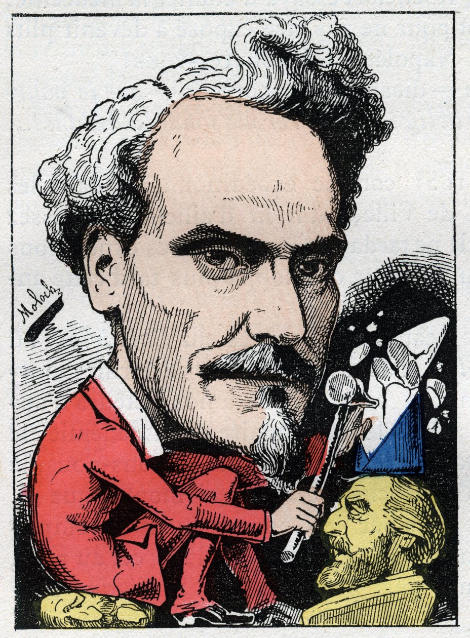 Portret Henri de Rochefort (1831-1913) Markiz de Rochefort, dziennikarz, polityk i pisarz w „Le Trombinoscope” Touchatout, karykatura B. Molocha z 1882 (1849-1909). Prywatna kolekcja. autorstwa Moloch