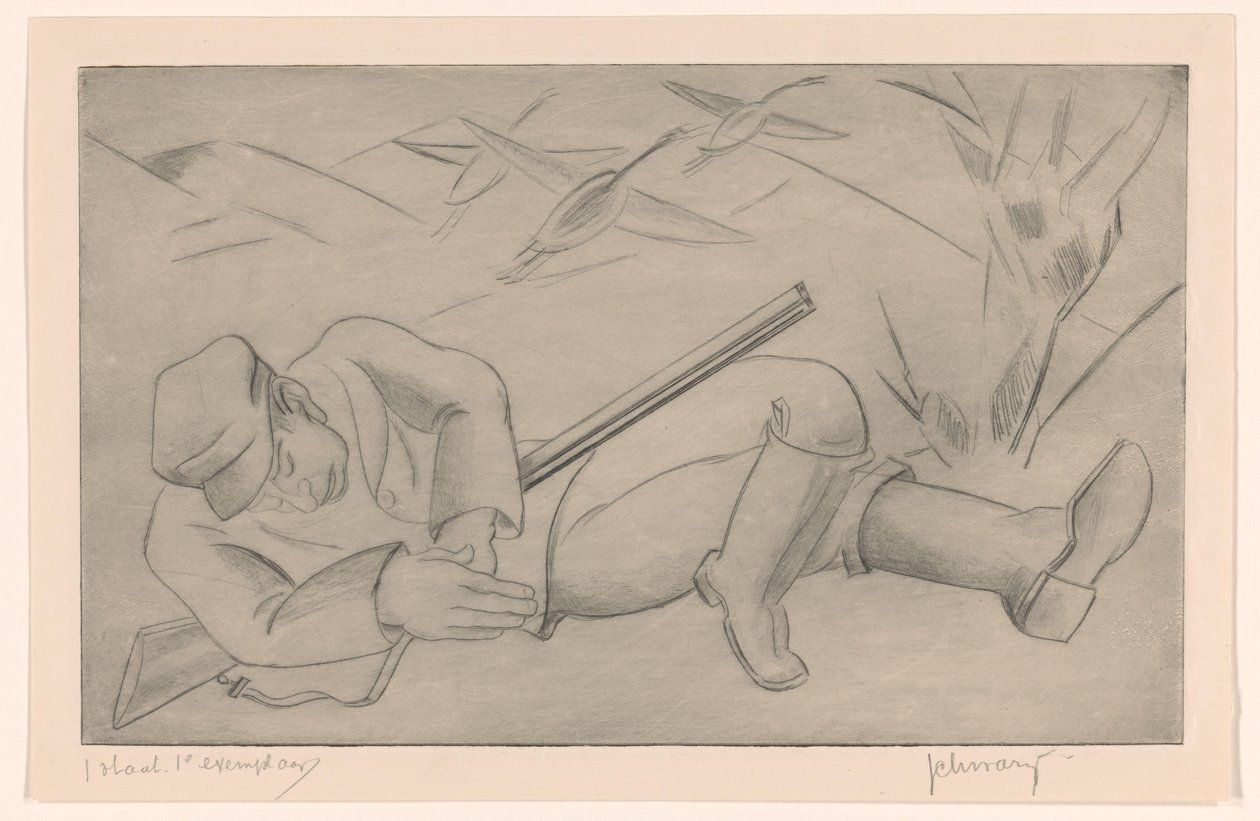 śpiący łowca autorstwa Mommie Schwarz (signed by artist)