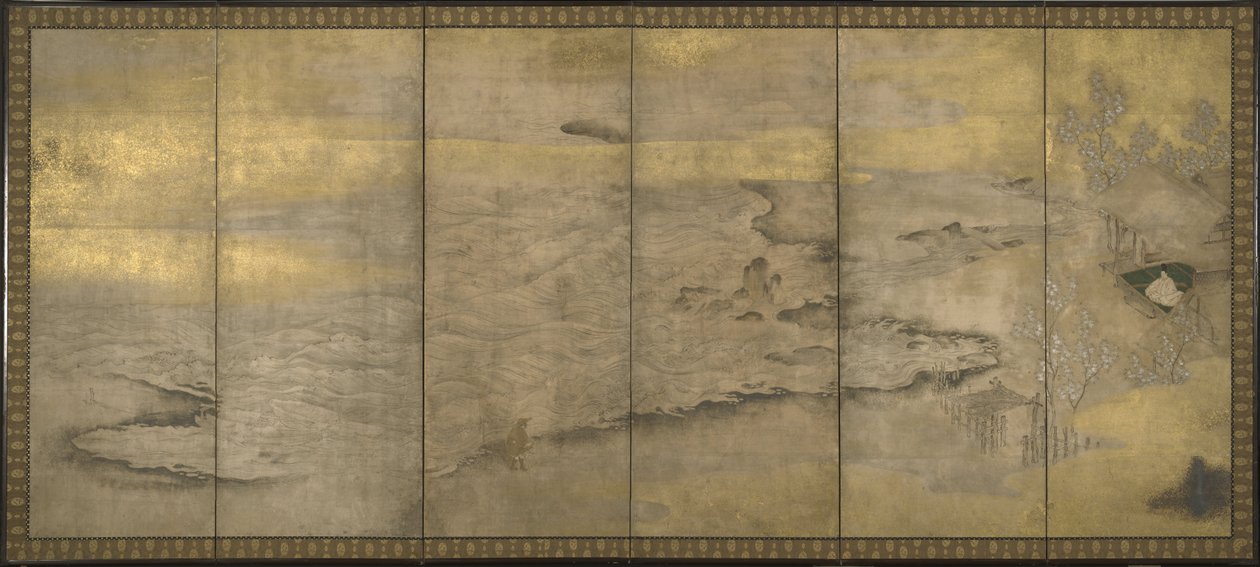 Wygnany cesarz na Okinoshimie autorstwa Momoyama period Japanese