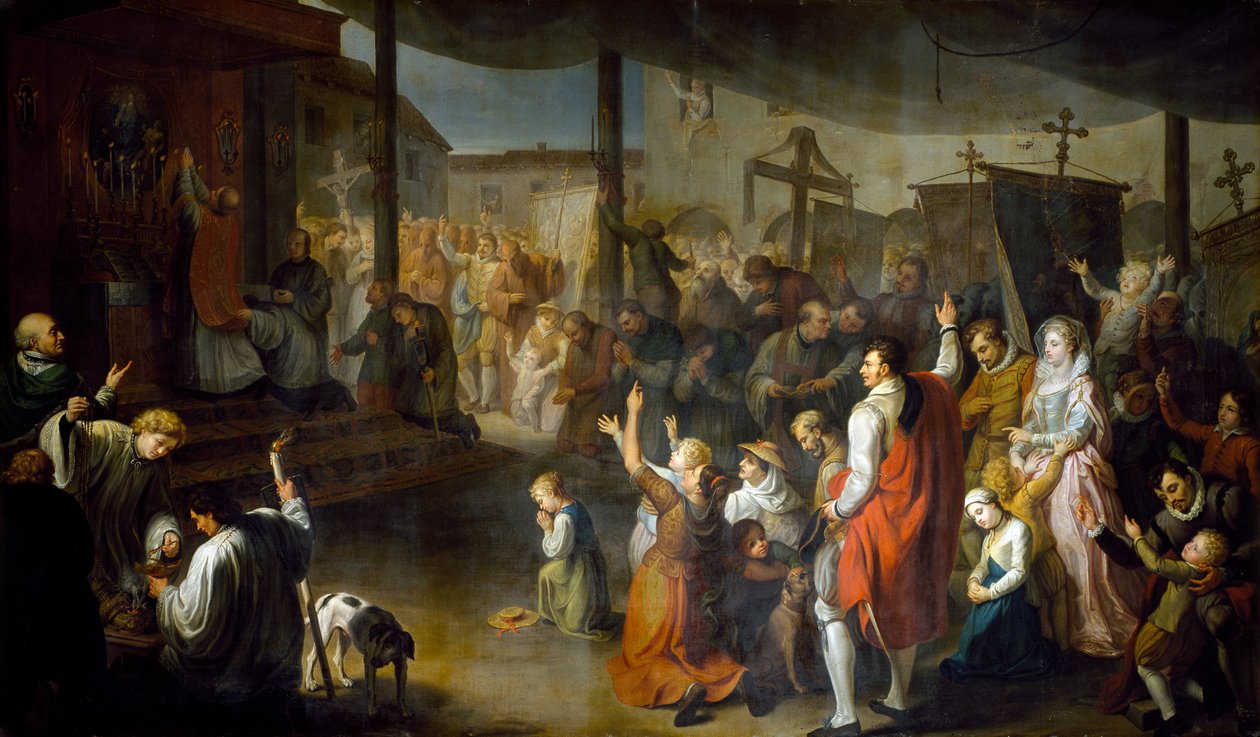 Głosowanie obywateli Carmarthenshire w celu zakończenia zarazy w 1630 r. autorstwa Moneta Jr. Sleet