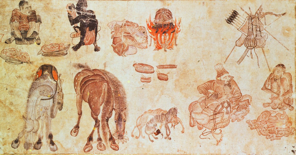 Mongolski obóz nomadów (pergamin) autorstwa Mongolian School